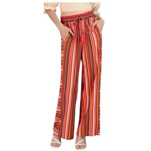 BCBG BCBGeneration Striped Wide Leg Tassel Drawstring Pants M